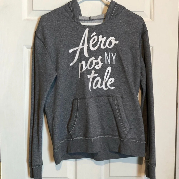 Aeropostale Medium Grey Hoodie Sweatshirt - Picture 1 of 3